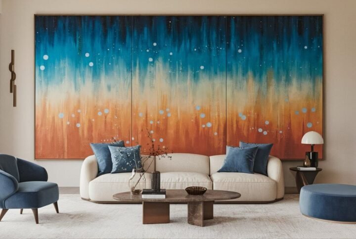 Living room featuring trending wall art & decor for a modern and stylish 2026 interior