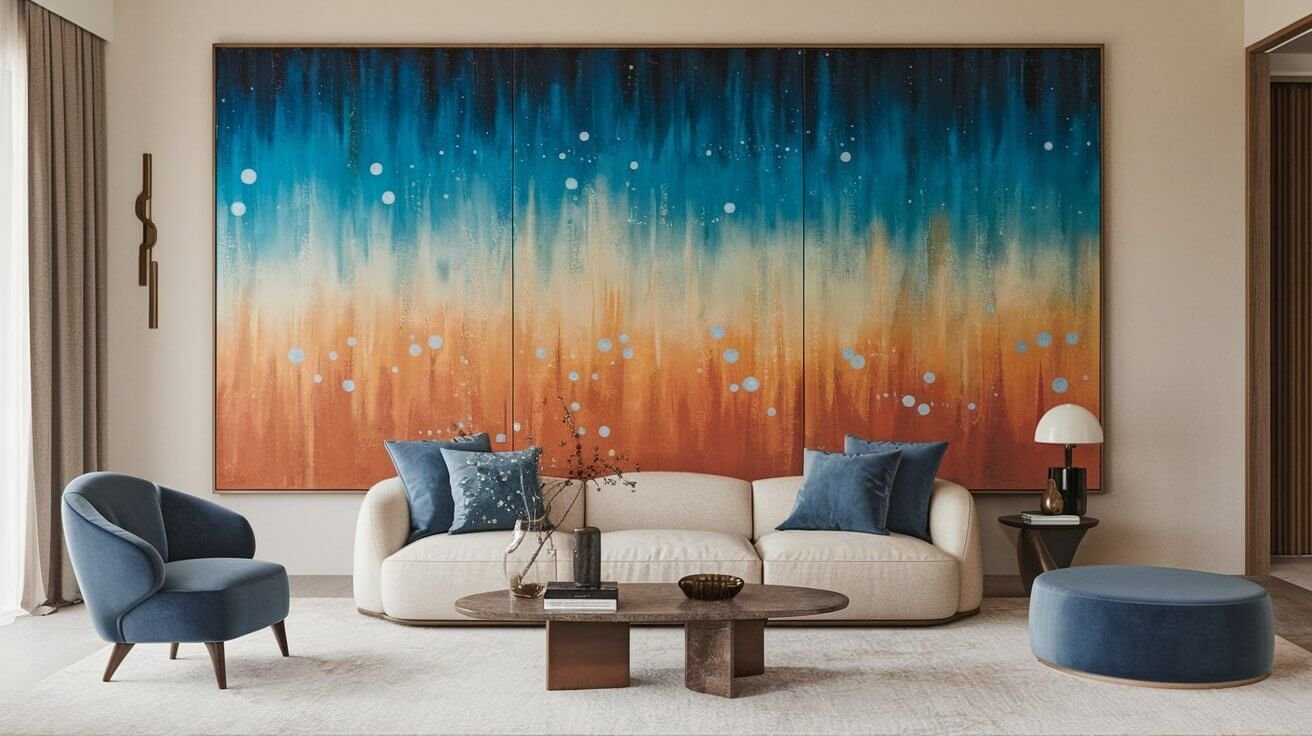 Living room featuring trending wall art & decor for a modern and stylish 2026 interior