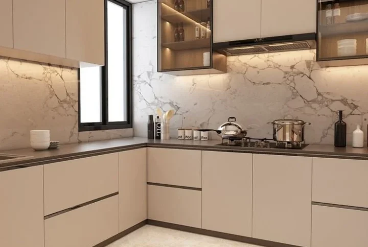 Interior Design for Kitchen featuring a modern minimalist layout with clean lines and neutral colors