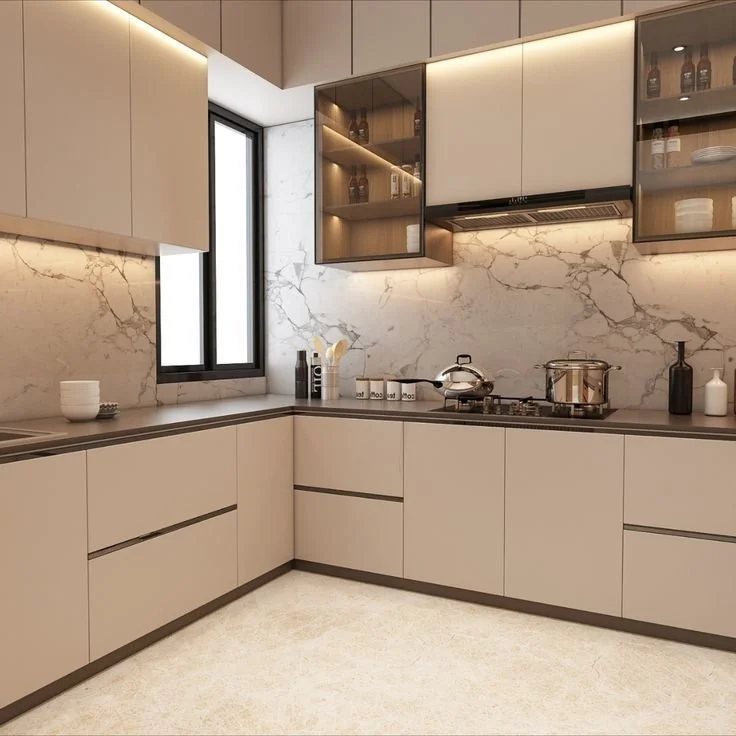 Interior Design for Kitchen featuring a modern minimalist layout with clean lines and neutral colors
