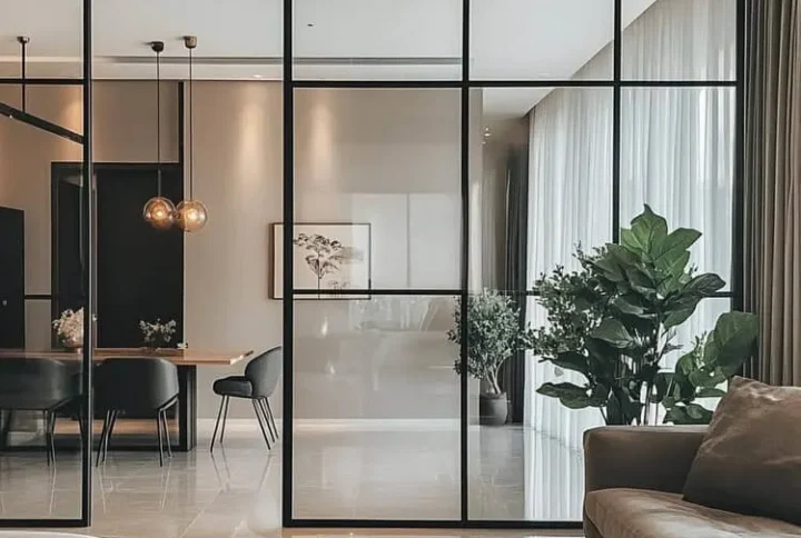 Modern glass divider partition for stylish interiors