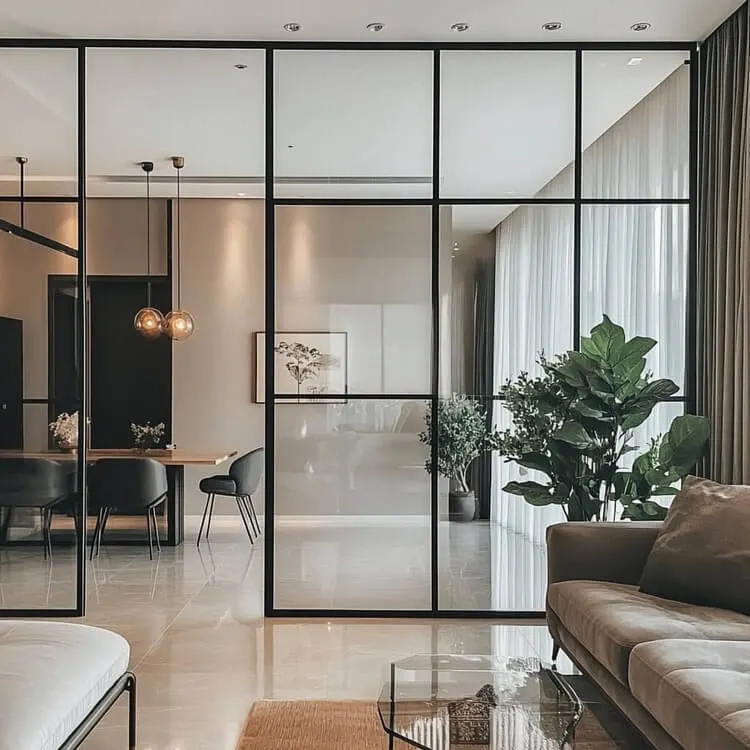 Modern glass divider partition for stylish interiors