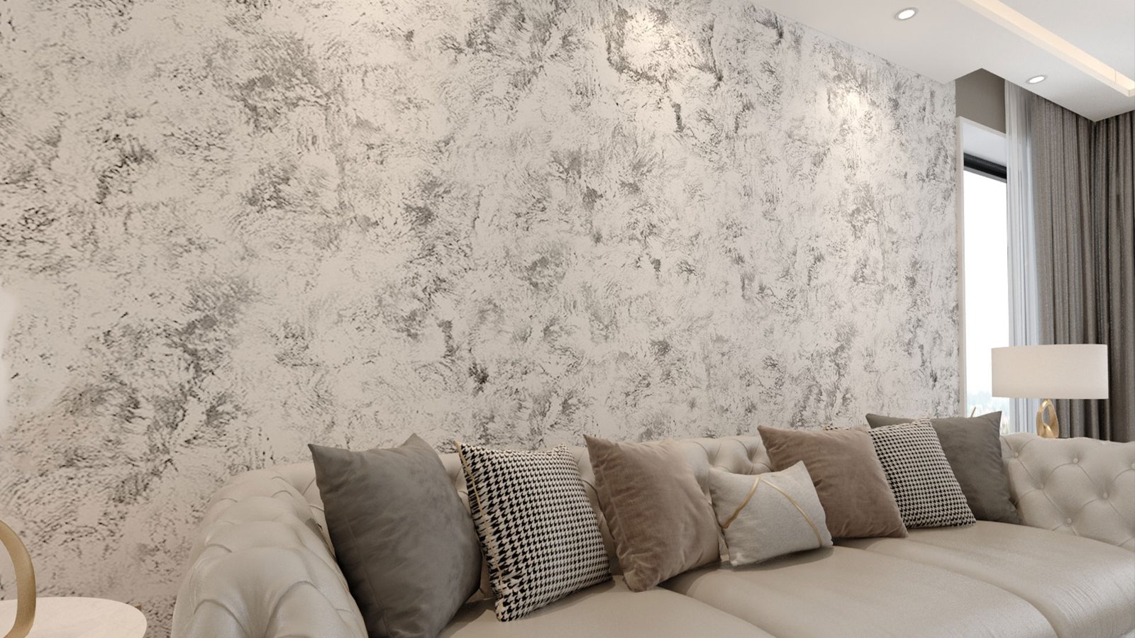 Decorative paint on interior walls with creative colors, textures, and stylish finishes