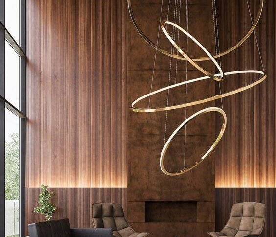 Luxurious interior lighting in a modern living room creating a warm and elegant ambiance