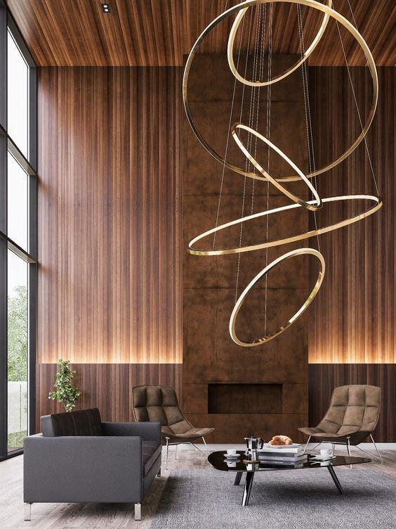 Luxurious interior lighting in a modern living room creating a warm and elegant ambiance