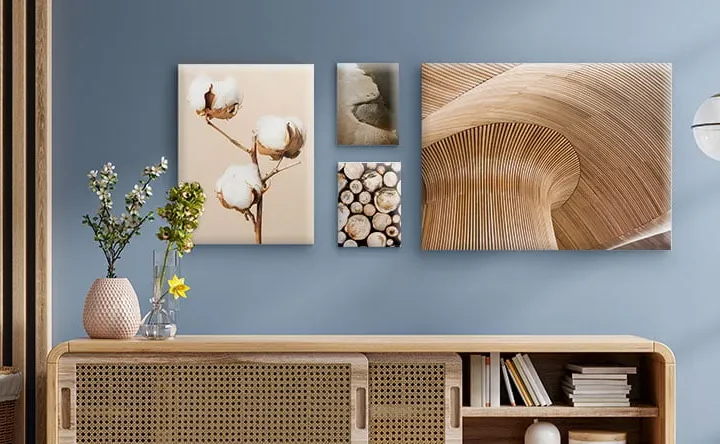 Trending wall paintings showcasing modern, artistic designs for living rooms and bedrooms