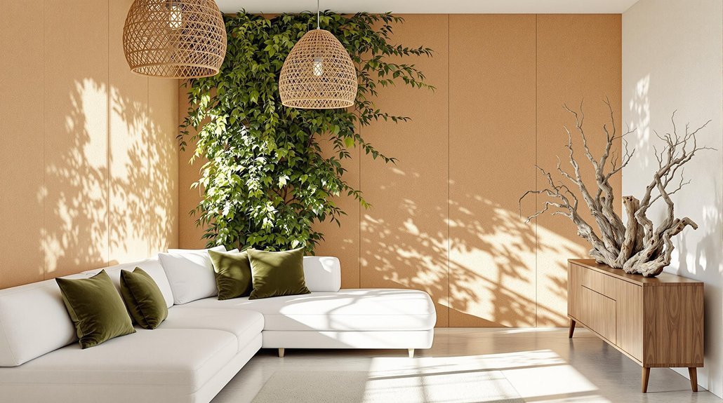 Interior design using sustainable local materials like bamboo, stone, and natural textiles
