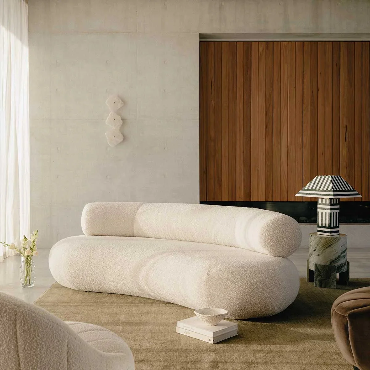 Smart furniture arrangement in modern living room with functional layout and space-saving design
