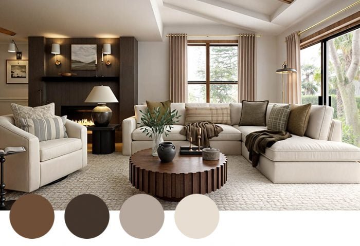 Earth tones in home decor featuring warm neutral colors, natural materials, and cozy interior design with beige, brown, and green accents