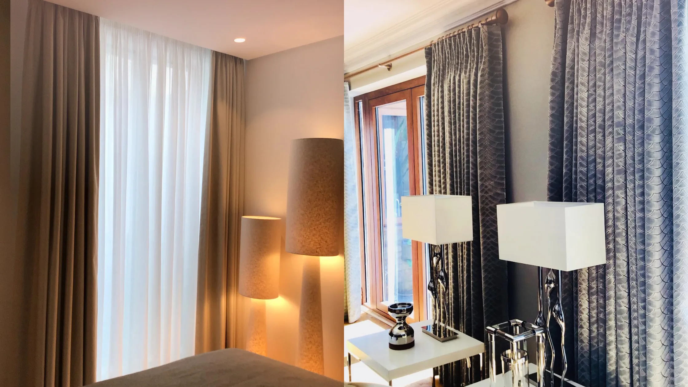 Curtains and fabric selection showcasing stylish window treatments with elegant textures, colors, and patterns for modern interior design