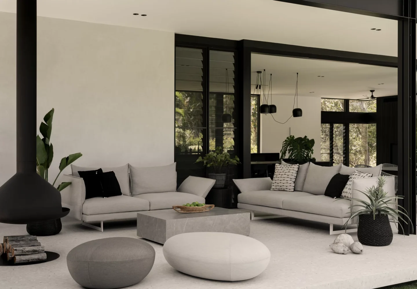 Monochrome Styling Ideas showing a modern interior design with black, white, and gray tones