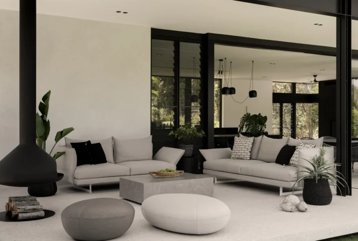 Monochrome Styling Ideas showing a modern interior design with black, white, and gray tones