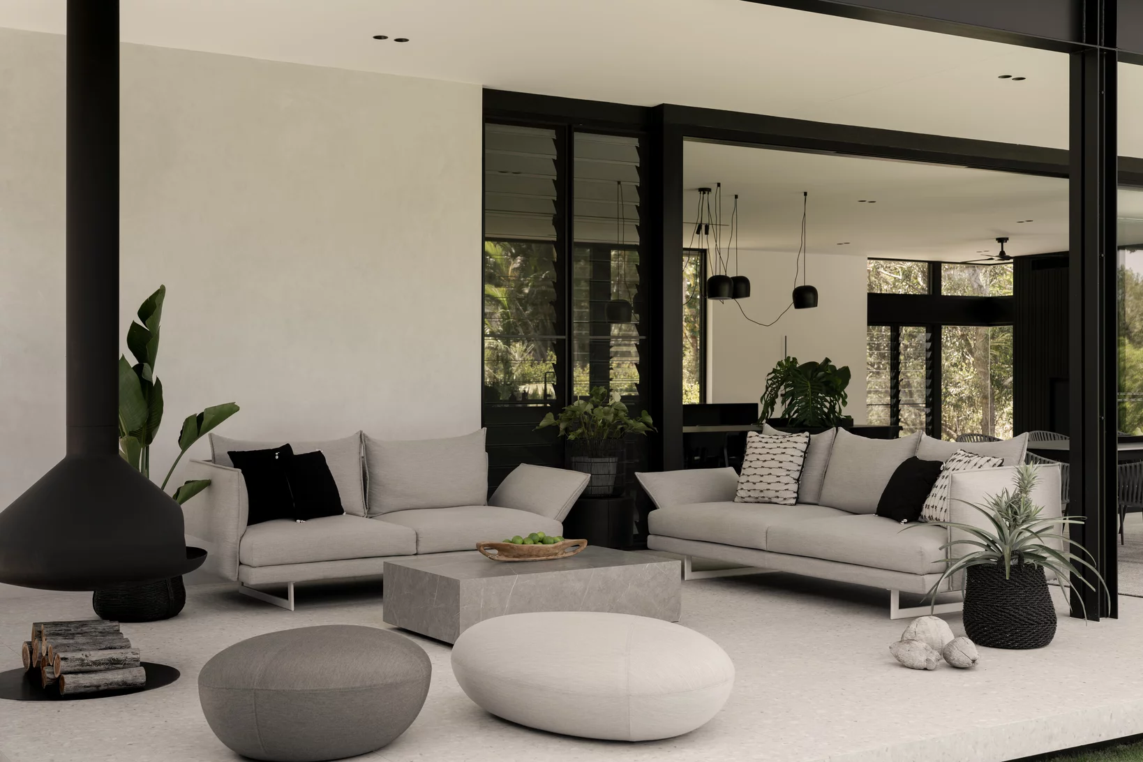 Monochrome Styling Ideas showing a modern interior design with black, white, and gray tones