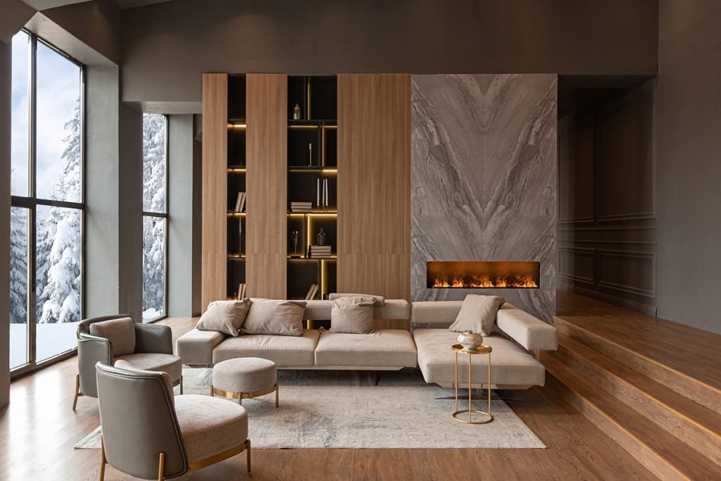 Wood vs marble in modern interior design showcasing natural wood and elegant marble interior materials